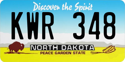 ND license plate KWR348