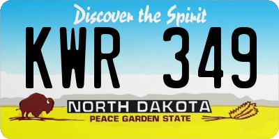 ND license plate KWR349