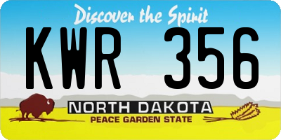 ND license plate KWR356