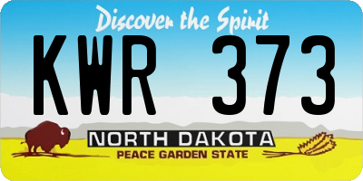 ND license plate KWR373