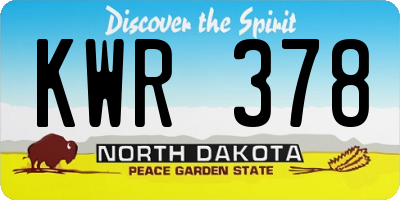 ND license plate KWR378