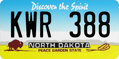 ND license plate KWR388