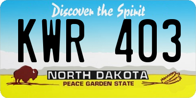 ND license plate KWR403