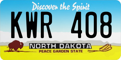 ND license plate KWR408
