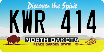 ND license plate KWR414
