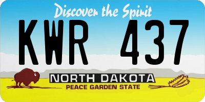 ND license plate KWR437