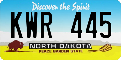 ND license plate KWR445