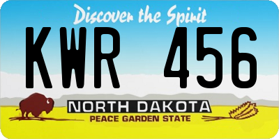 ND license plate KWR456
