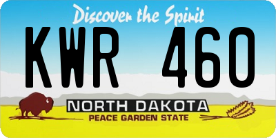 ND license plate KWR460