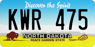 ND license plate KWR475