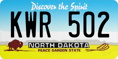 ND license plate KWR502