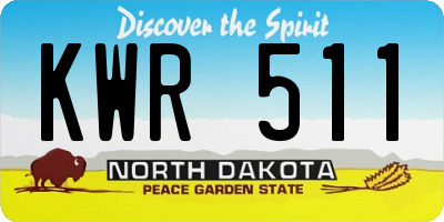 ND license plate KWR511