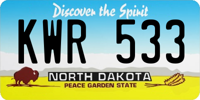 ND license plate KWR533