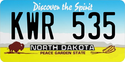 ND license plate KWR535