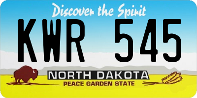 ND license plate KWR545