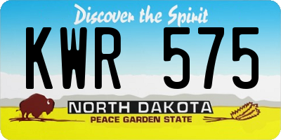ND license plate KWR575