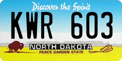 ND license plate KWR603