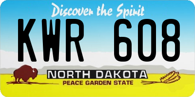ND license plate KWR608