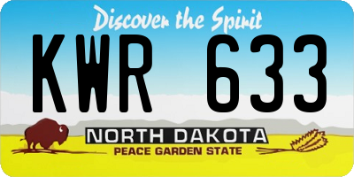 ND license plate KWR633