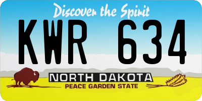 ND license plate KWR634