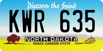 ND license plate KWR635