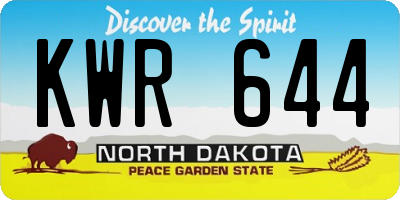 ND license plate KWR644