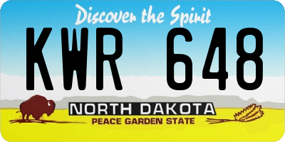 ND license plate KWR648