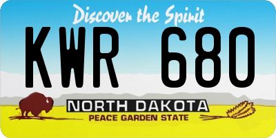 ND license plate KWR680