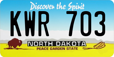 ND license plate KWR703