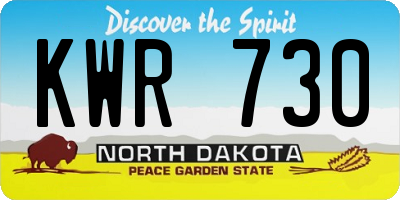 ND license plate KWR730
