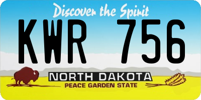 ND license plate KWR756