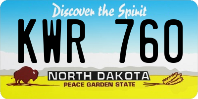 ND license plate KWR760