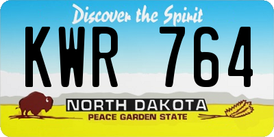 ND license plate KWR764