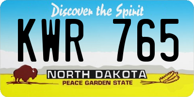 ND license plate KWR765