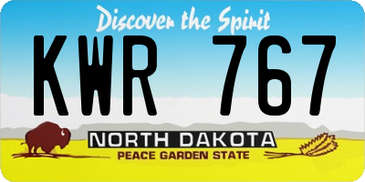 ND license plate KWR767