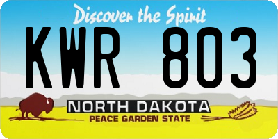 ND license plate KWR803