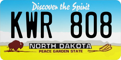 ND license plate KWR808