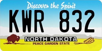 ND license plate KWR832