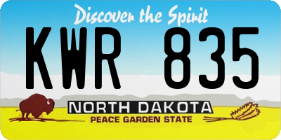 ND license plate KWR835