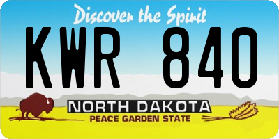 ND license plate KWR840