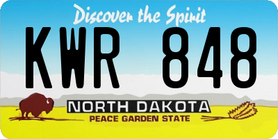 ND license plate KWR848