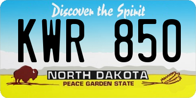 ND license plate KWR850