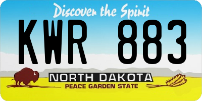 ND license plate KWR883