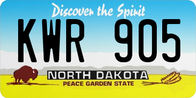 ND license plate KWR905