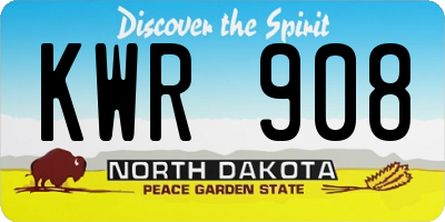 ND license plate KWR908