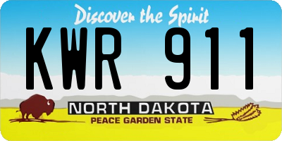 ND license plate KWR911