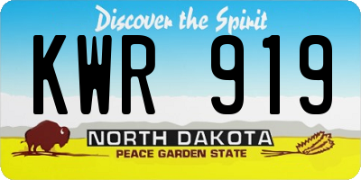 ND license plate KWR919
