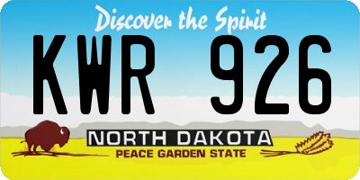 ND license plate KWR926