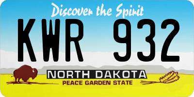 ND license plate KWR932