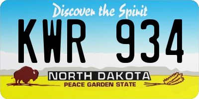 ND license plate KWR934